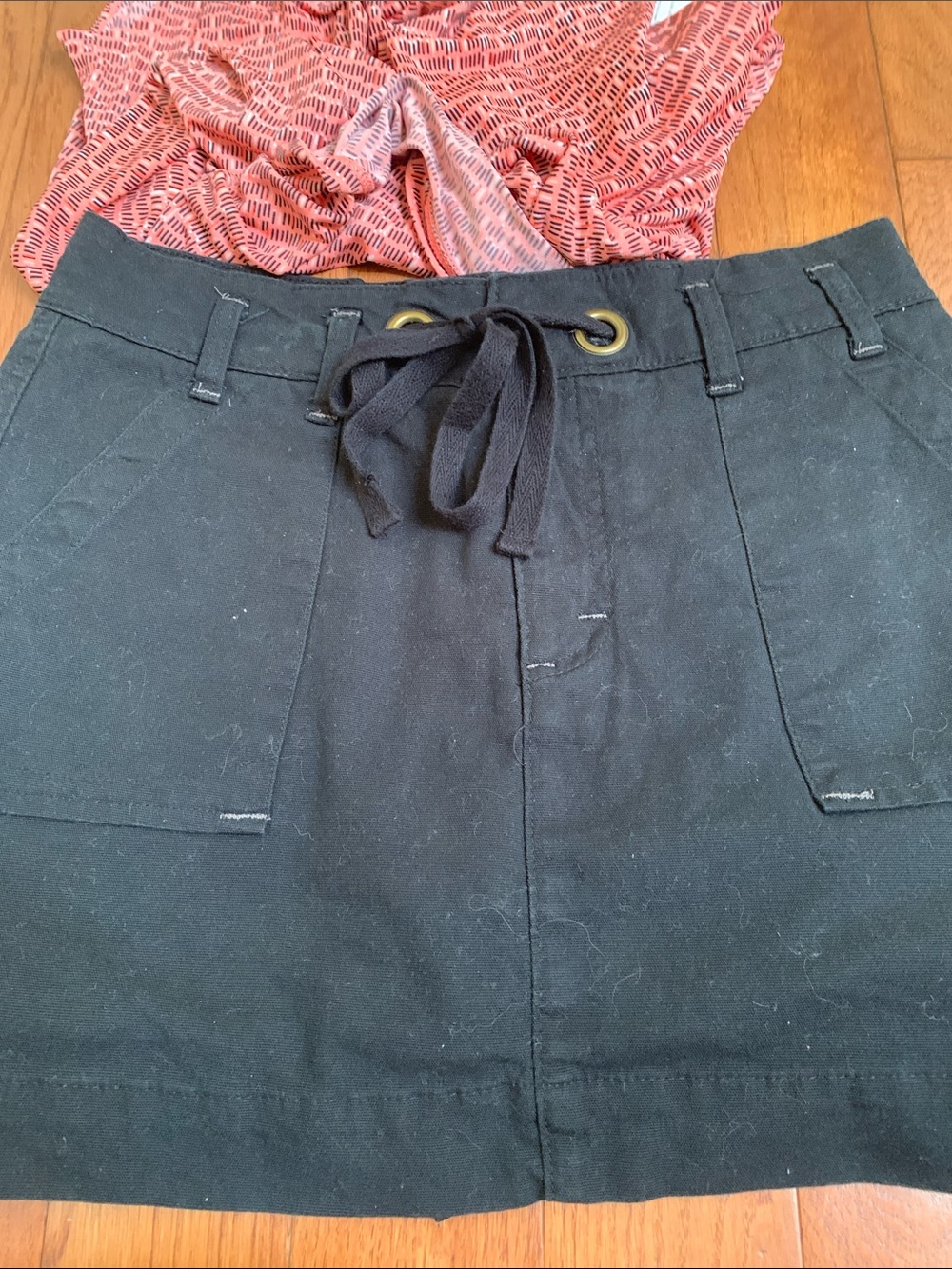 Lee Black Drawstring Skort with Front Pockets